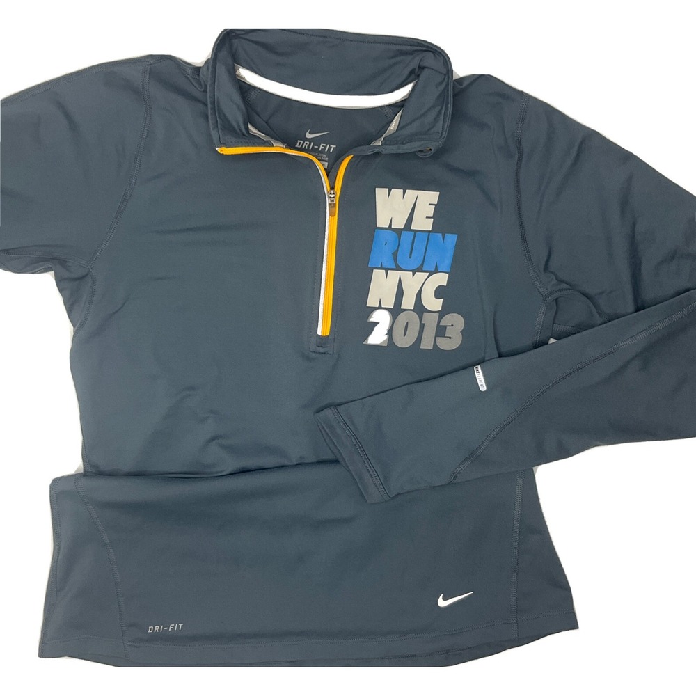 Nike Dri-FIT We Run NYC 2013 Half Zip Running Pullover Top Gray Womens Sz M